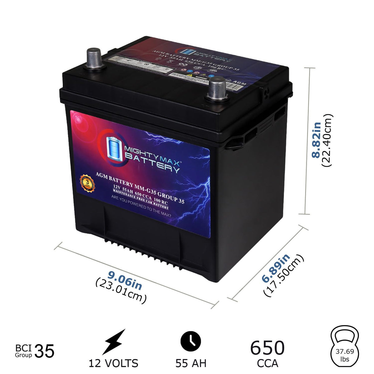 12V 55Ah AGM Replacement Battery B966022
