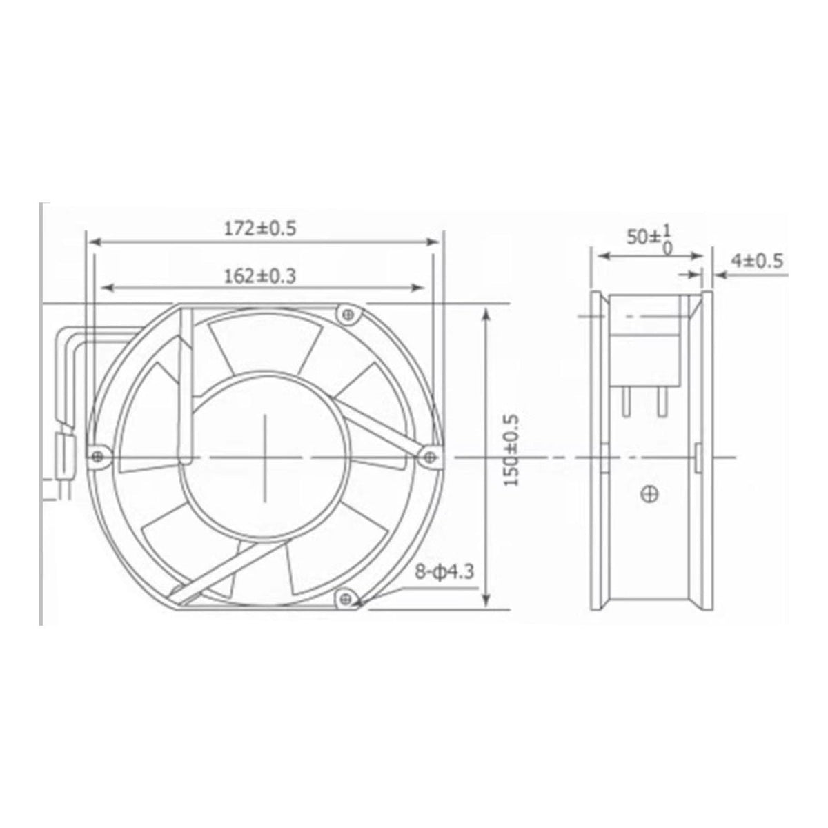 172mm x 150mm x 51mm 24V Cooling Fan C511