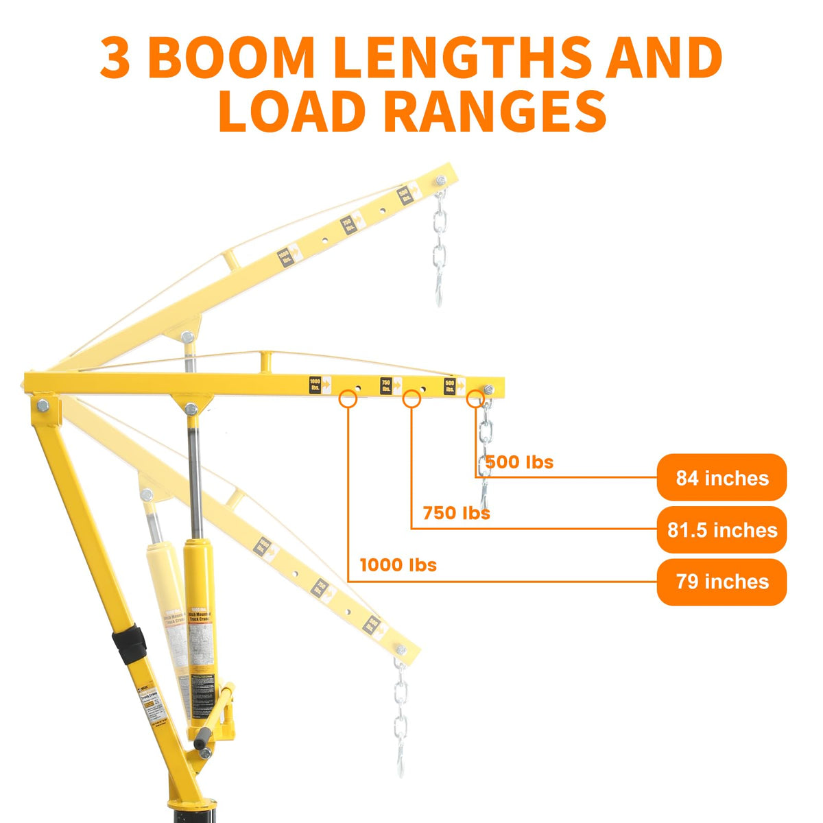 1000 lb Capacity Hydraulic Swivel Hitch Mount Truck Crane E1710