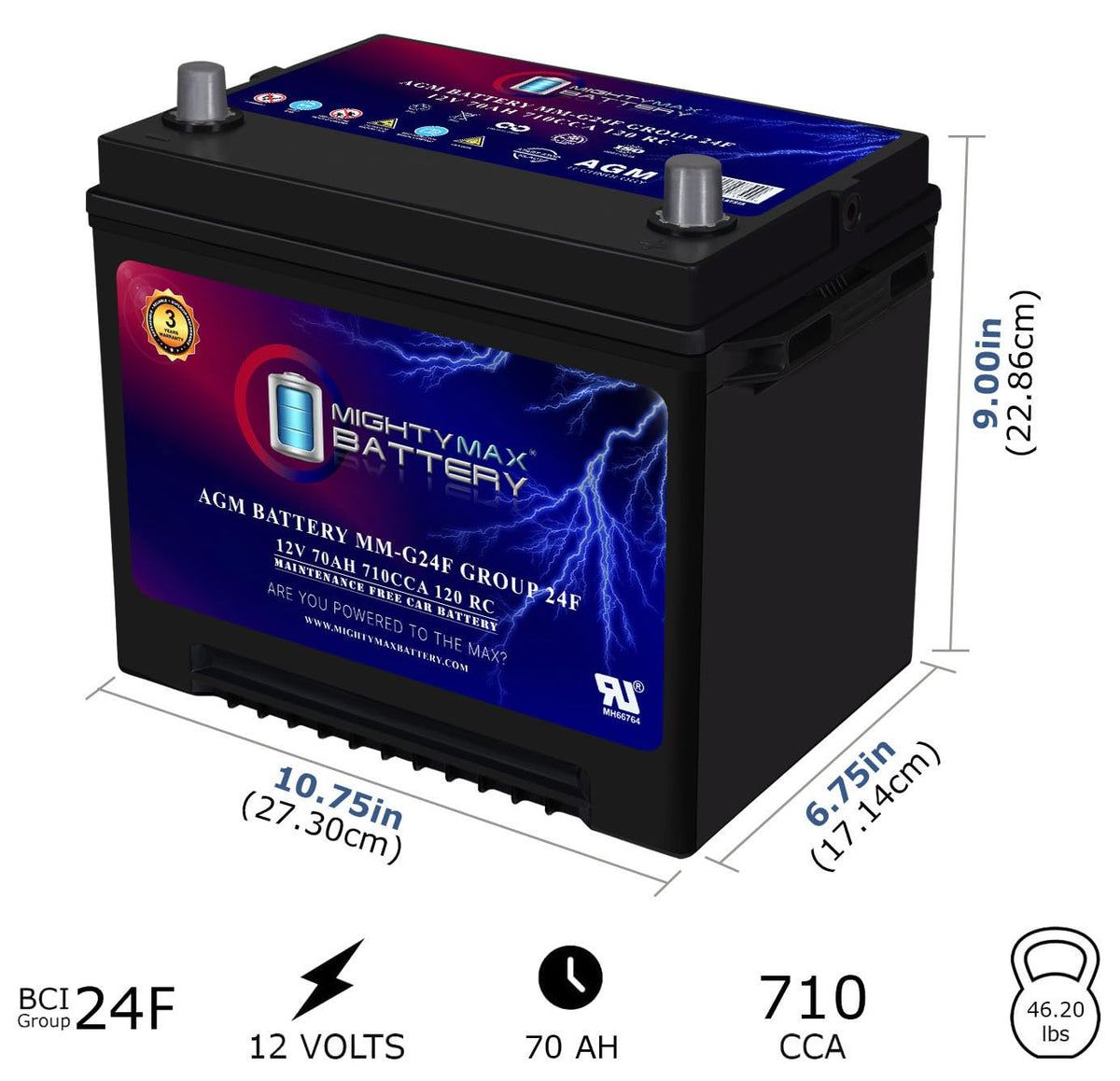 12V 70Ah AGM Replacement Battery V7721