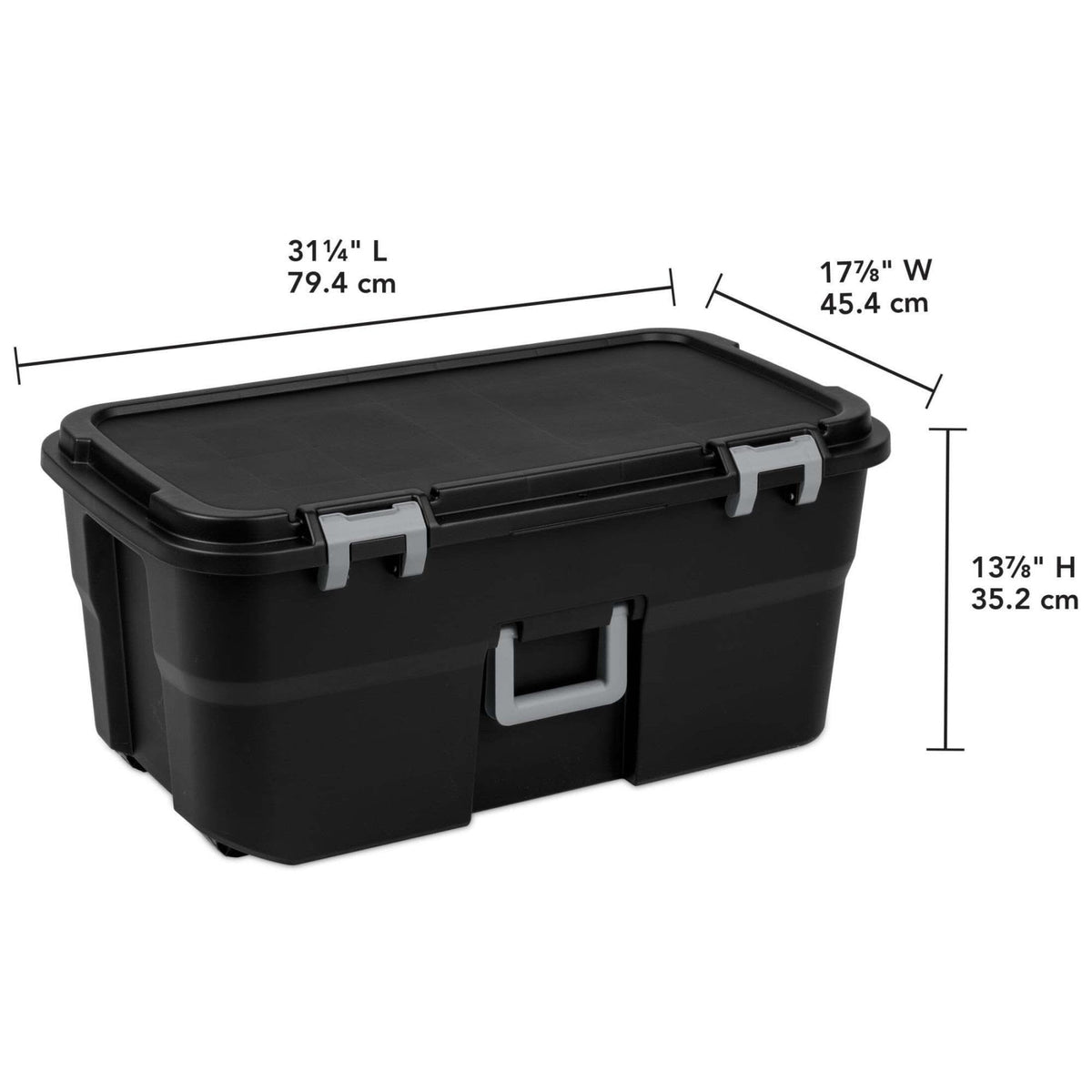 22 Gallon Black Wheeled Plastic Storage Trunk Q409