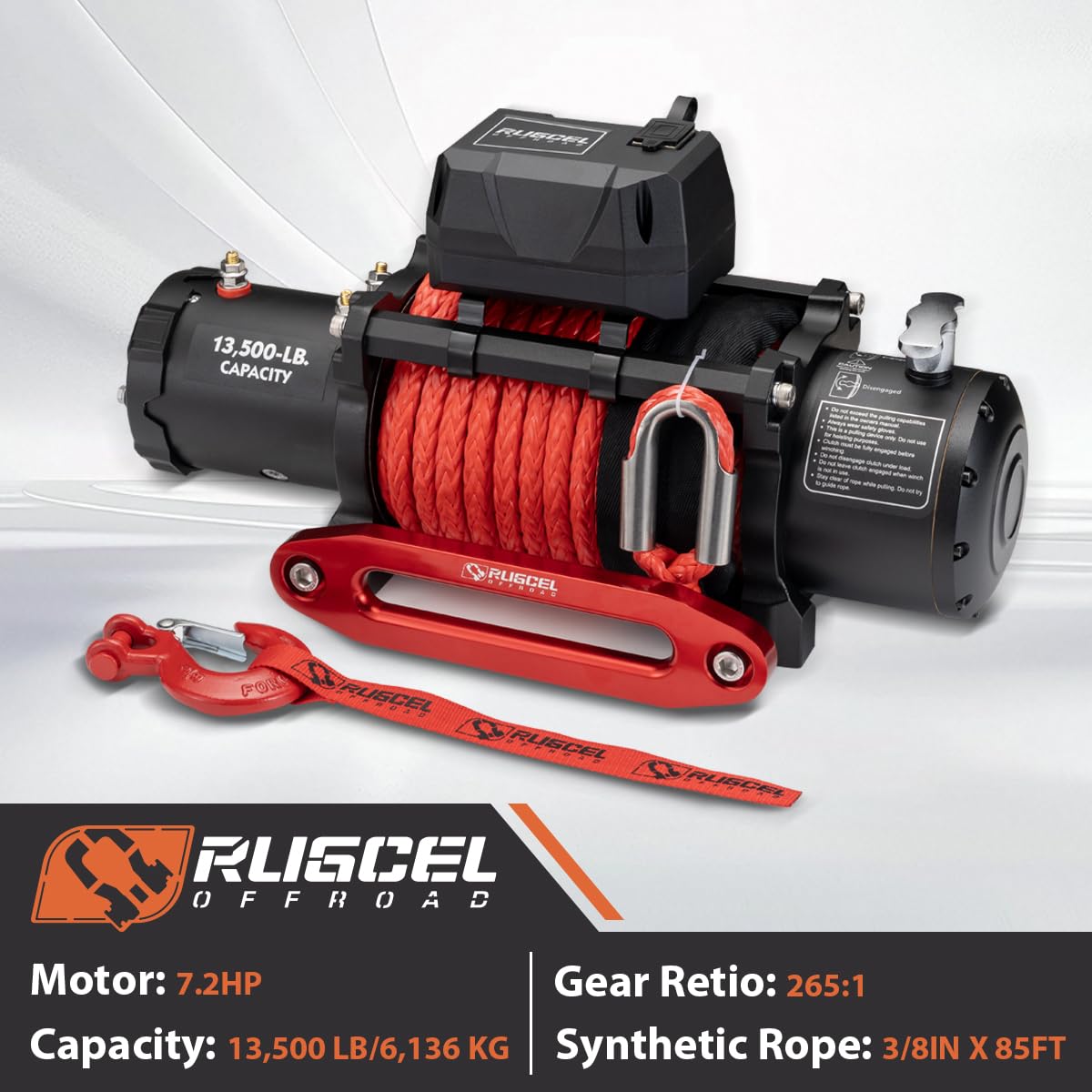 13500lb Waterproof 12V Synthetic Rope Electric Truck Winch I6701