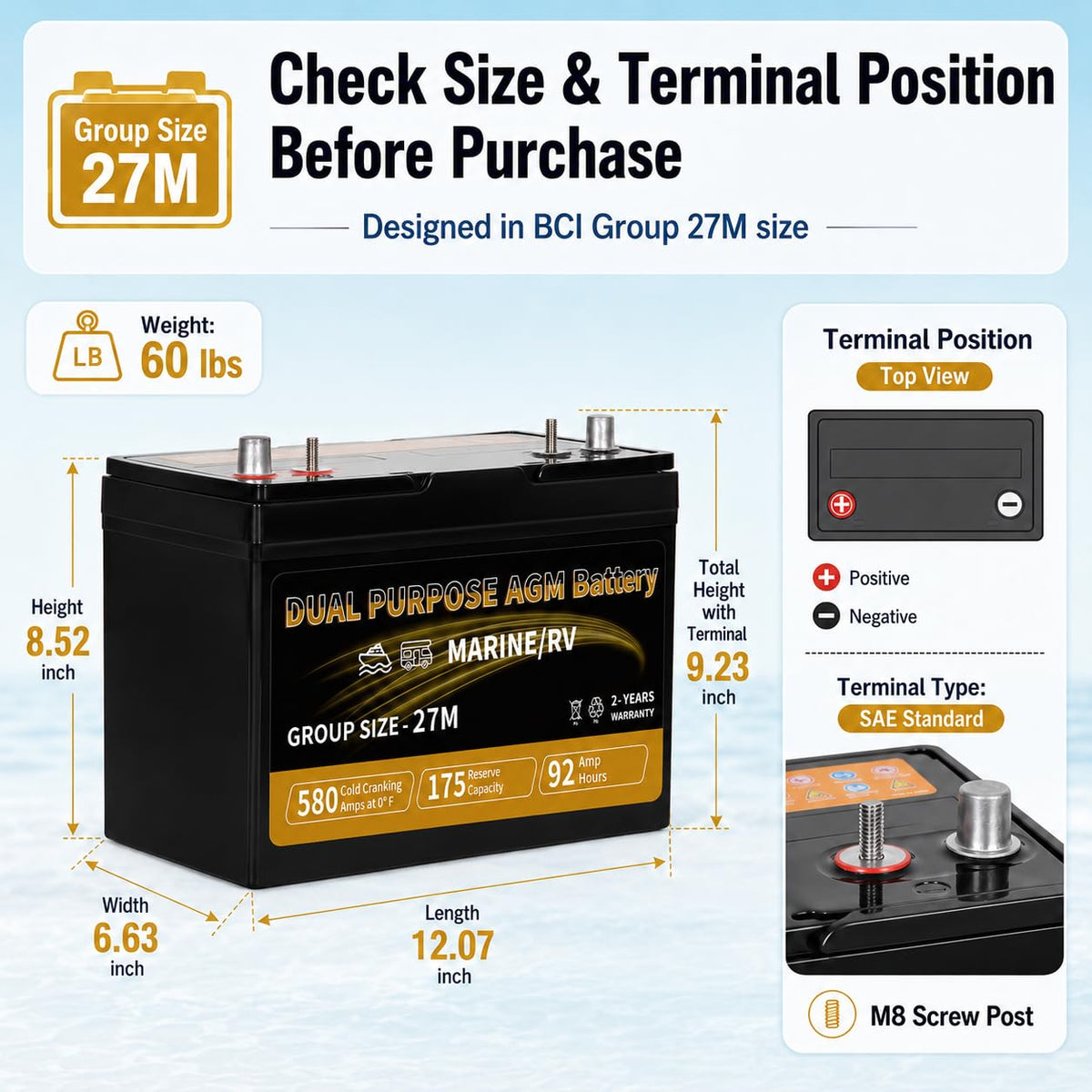 12V 92AH AGM Battery C73365