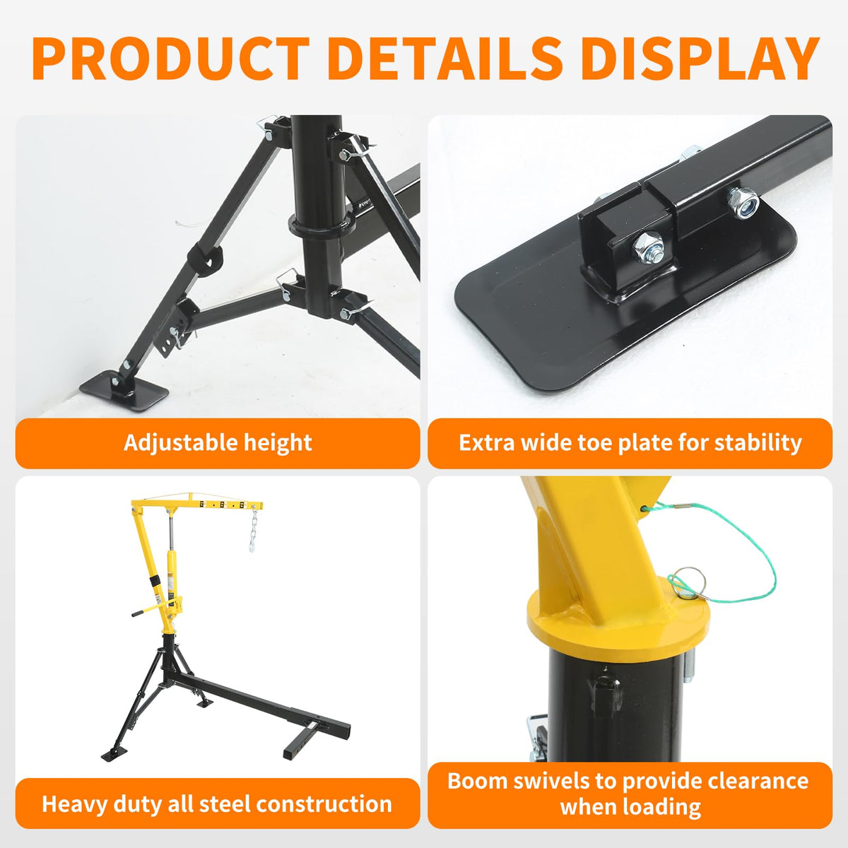 1000 lb Capacity Hydraulic Swivel Hitch Mount Truck Crane E1710