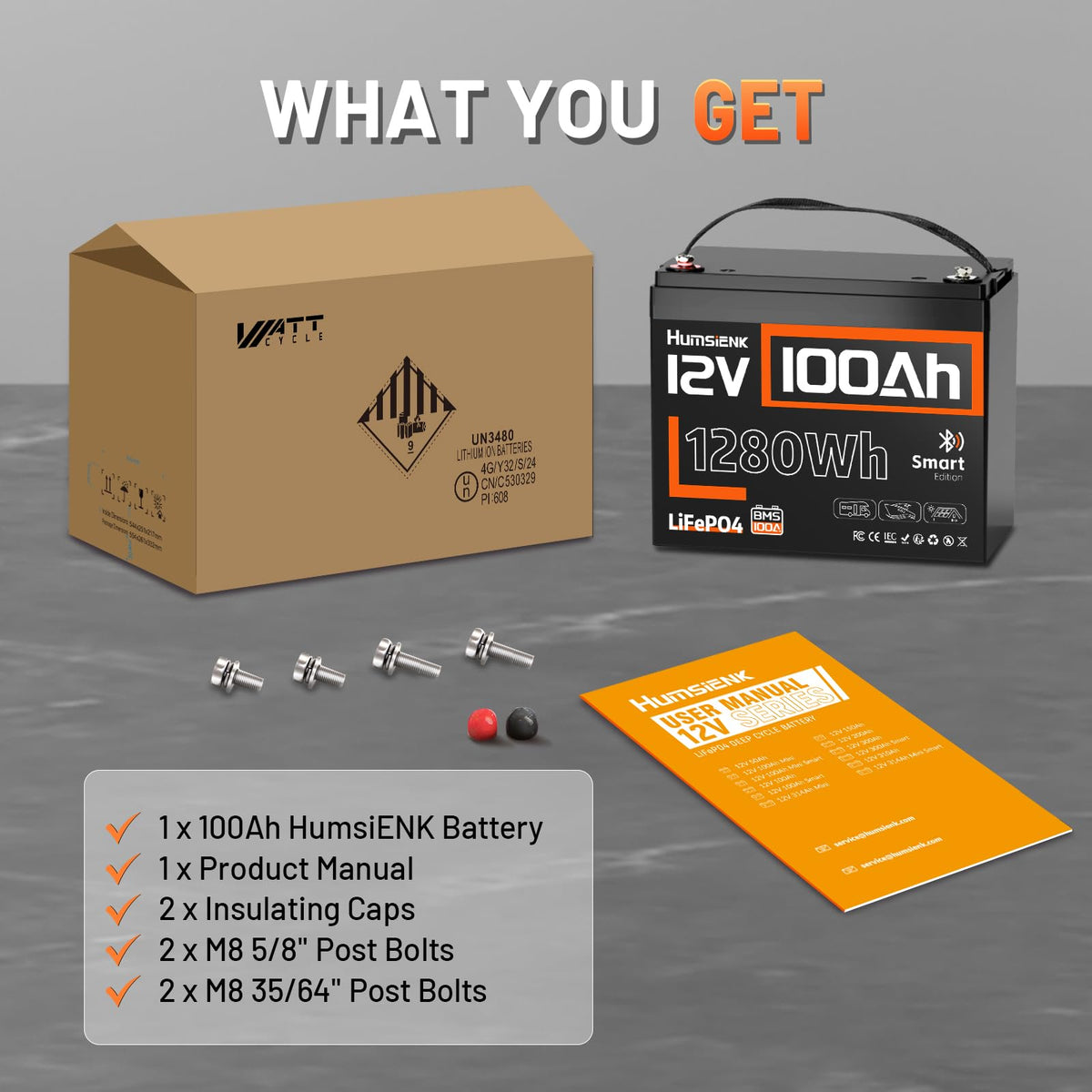 12V 100Ah LiFePO4 Lithium Battery with Bluetooth K24887
