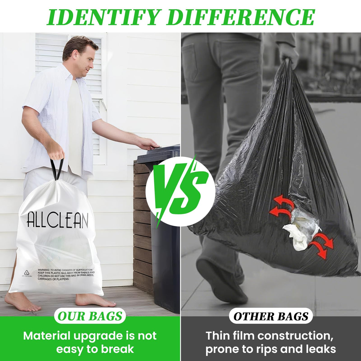 15 Gallon Drawstring Tall Kitchen Trash Bags N9291