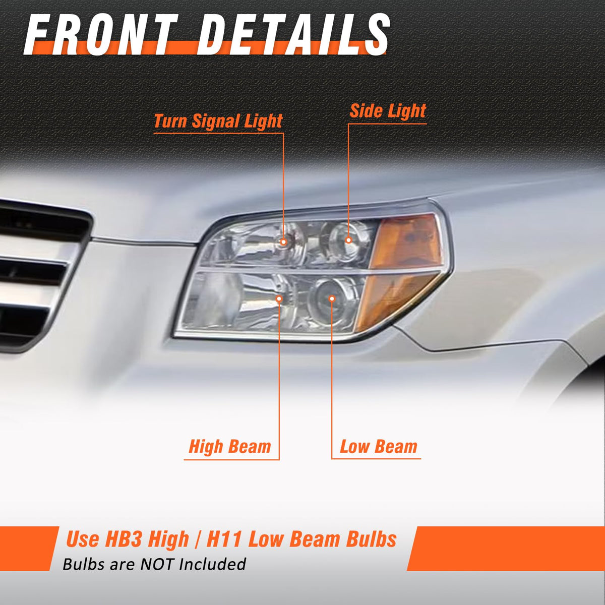 2006-2008 Honda Pilot Headlights Assembly Chrome Pair I206688