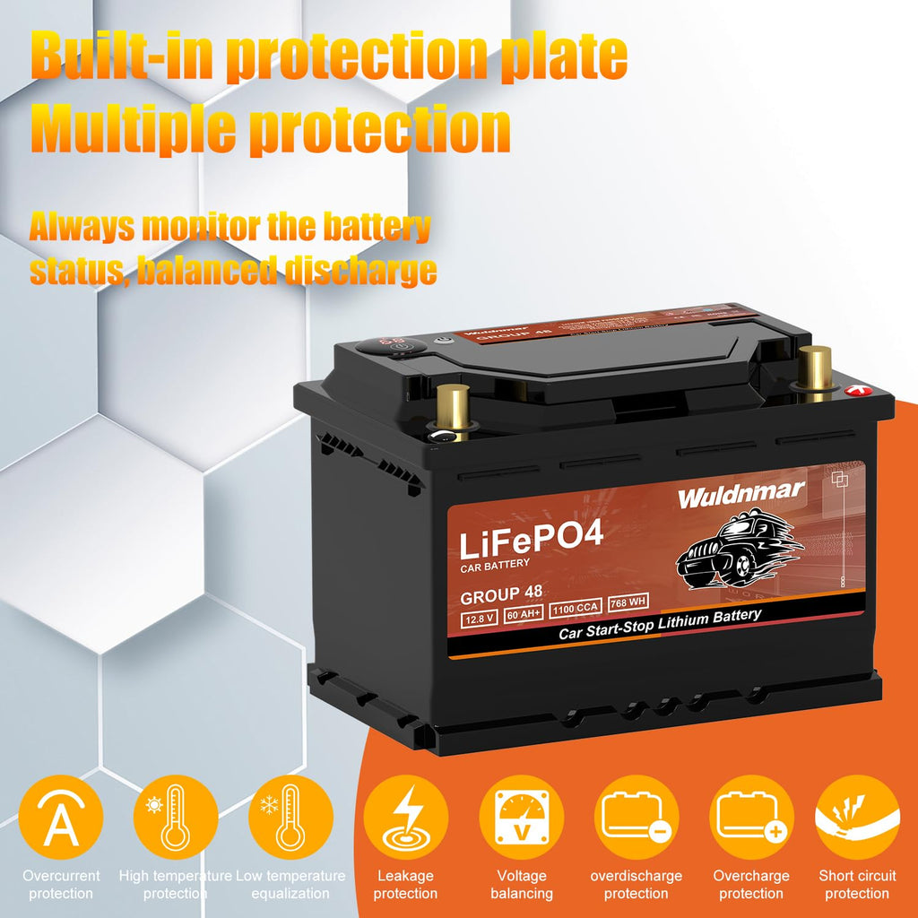 12.8V 60Ah 1100CCA Lithium Automotive Battery V629