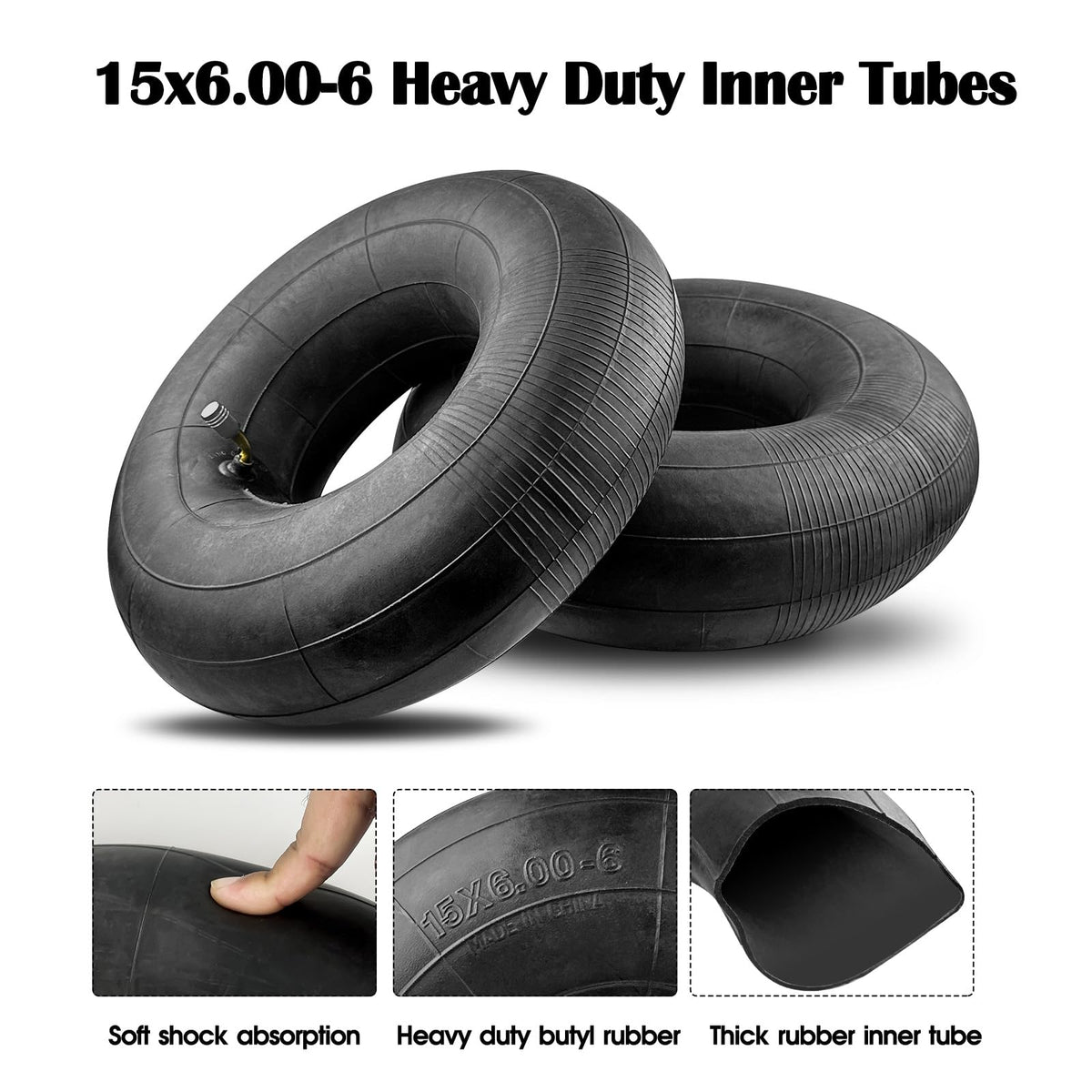 15x6.00-6" Inner Tube with TR87 Bent Valve Stem 2 Pack H4321