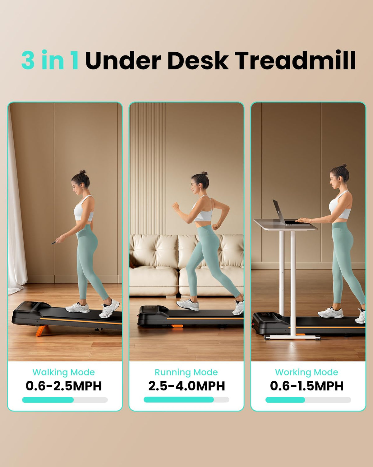 2.5HP Under Desk Treadmill with Incline M137