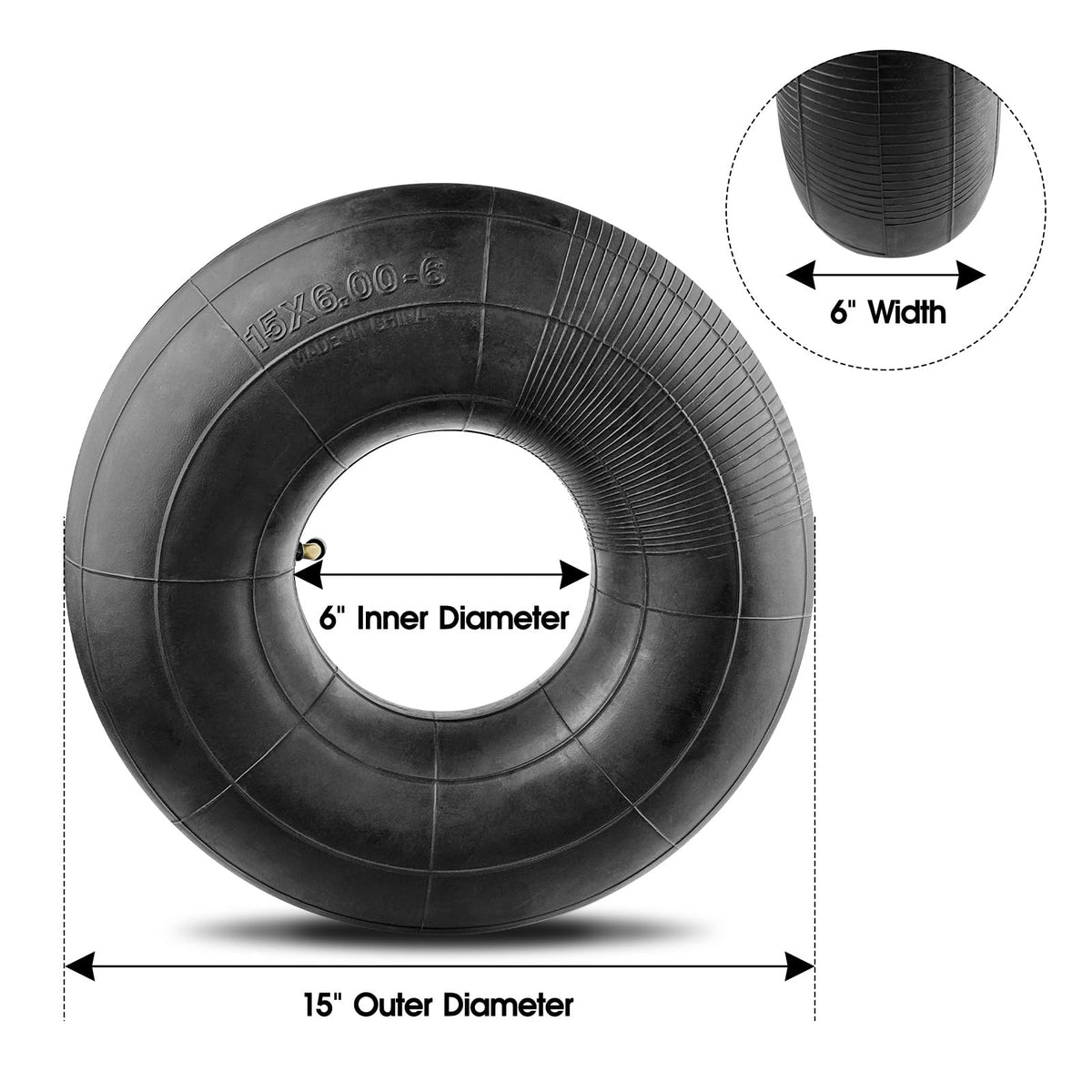 15x6.00-6" Inner Tube with TR87 Bent Valve Stem 2 Pack H4321