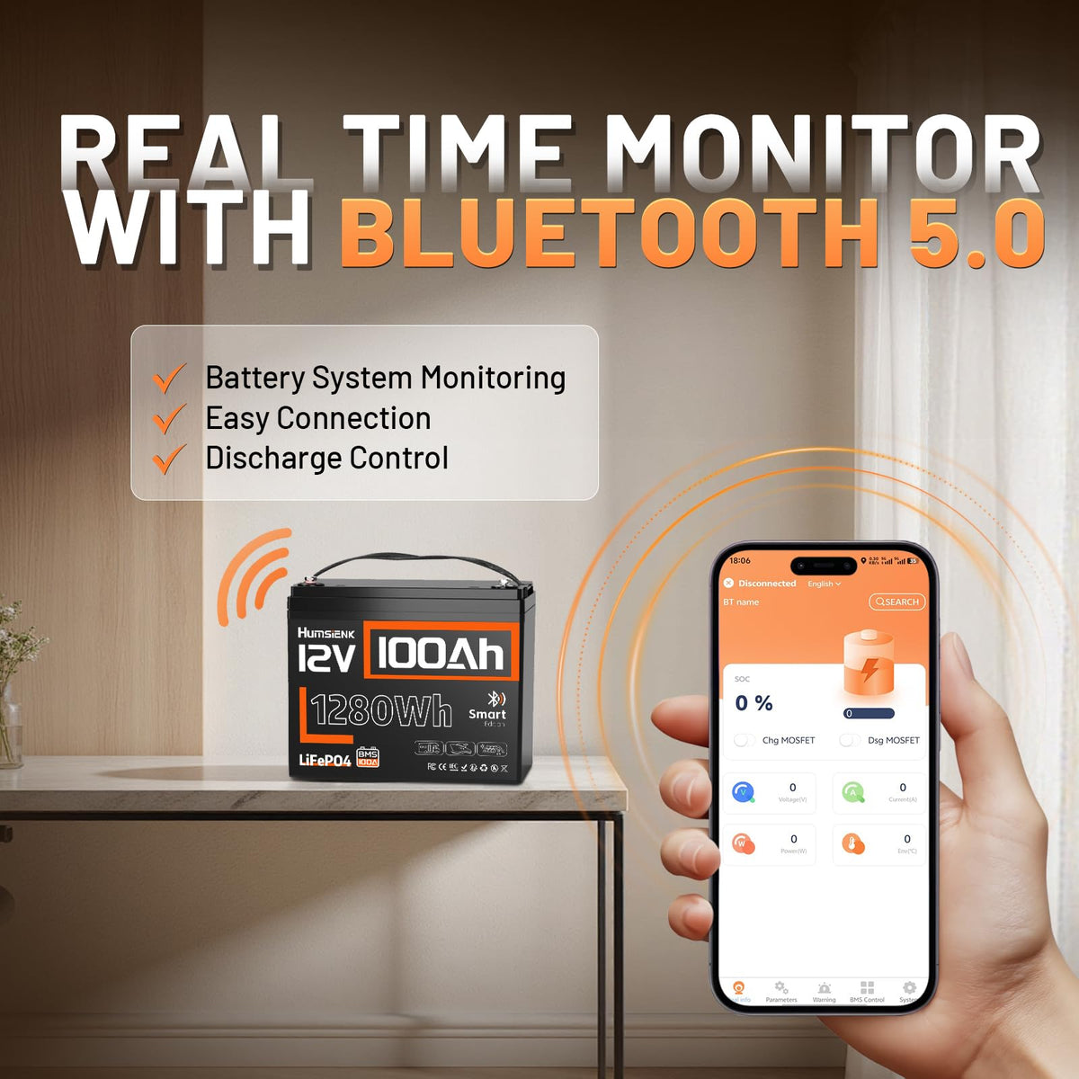 12V 100Ah LiFePO4 Lithium Battery with Bluetooth K24887