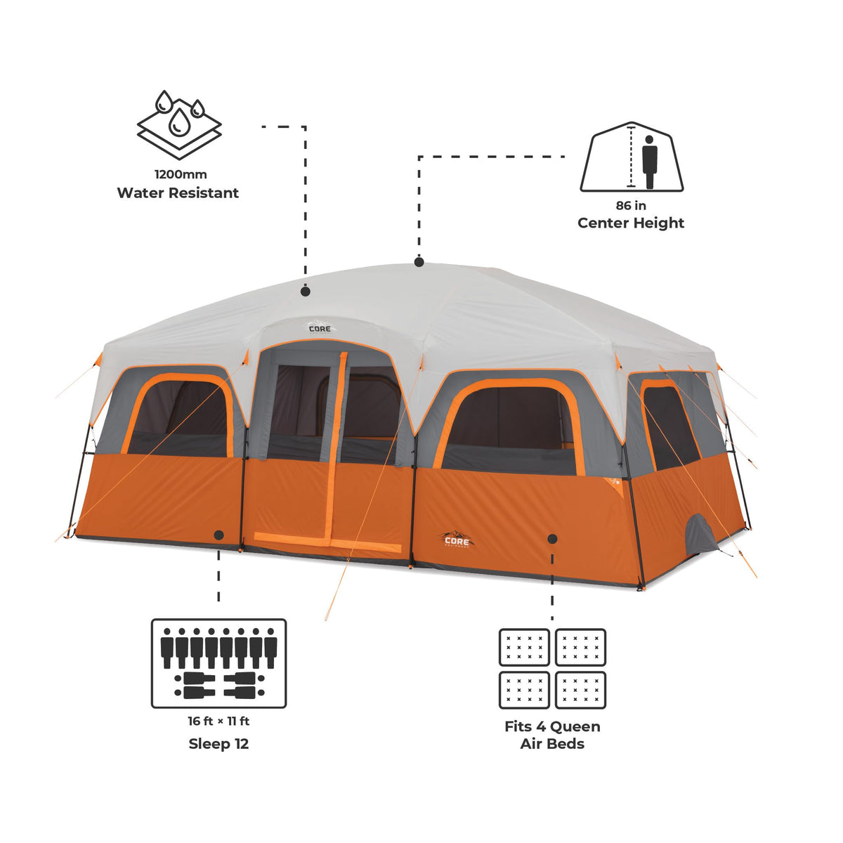 10 Person Multi Room Cabin Tent P19916