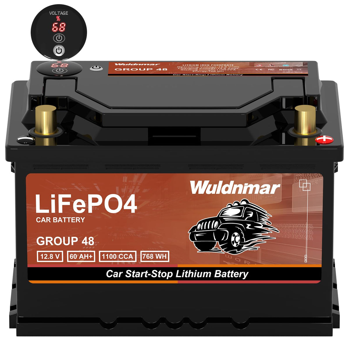 12.8V 60Ah 1100CCA Lithium Automotive Battery V629
