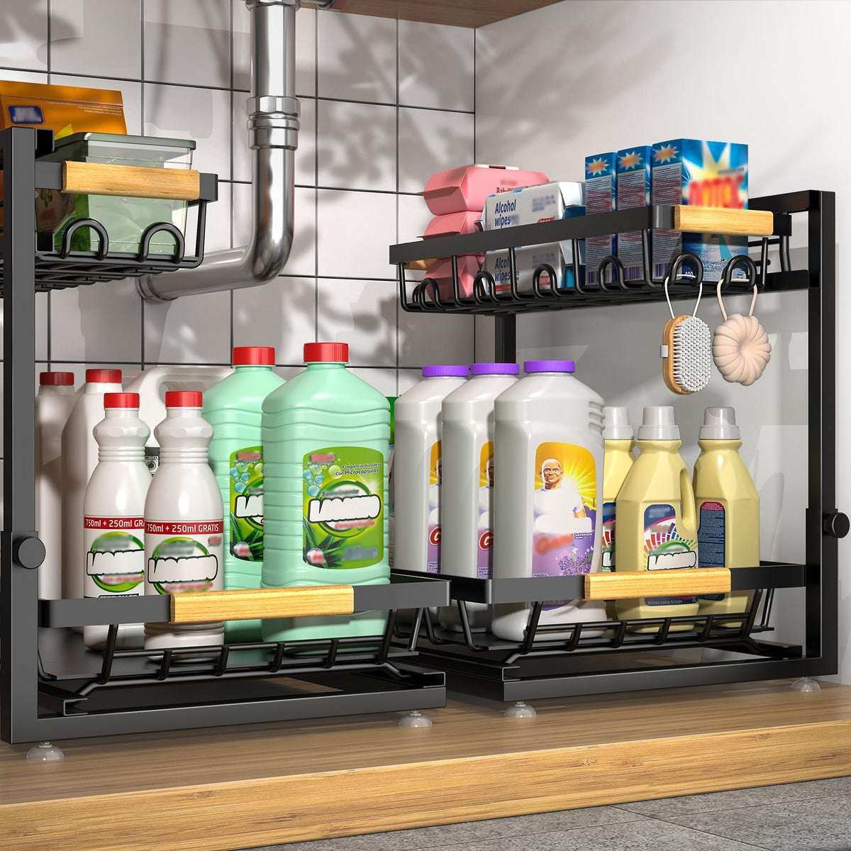 2-Tier Height Adjustable Under Sink Organizer & Storage K65430
