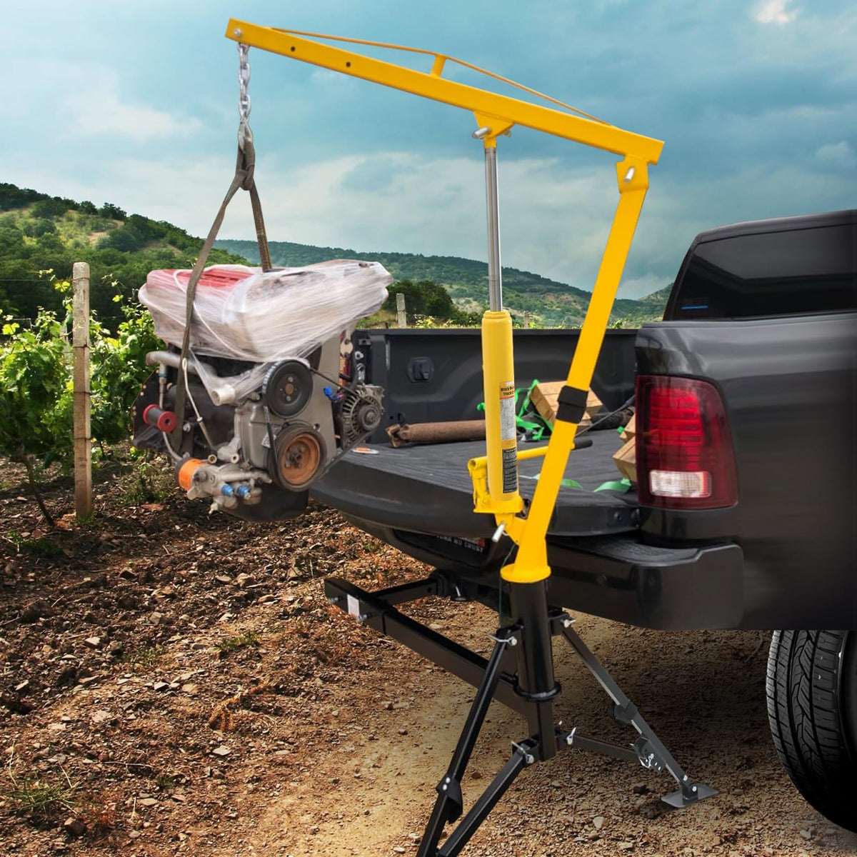 1000 lb Capacity Hydraulic Swivel Hitch Mount Truck Crane E1710