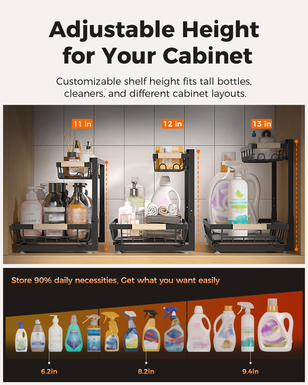 2-Tier Height Adjustable Under Sink Organizer & Storage K65430