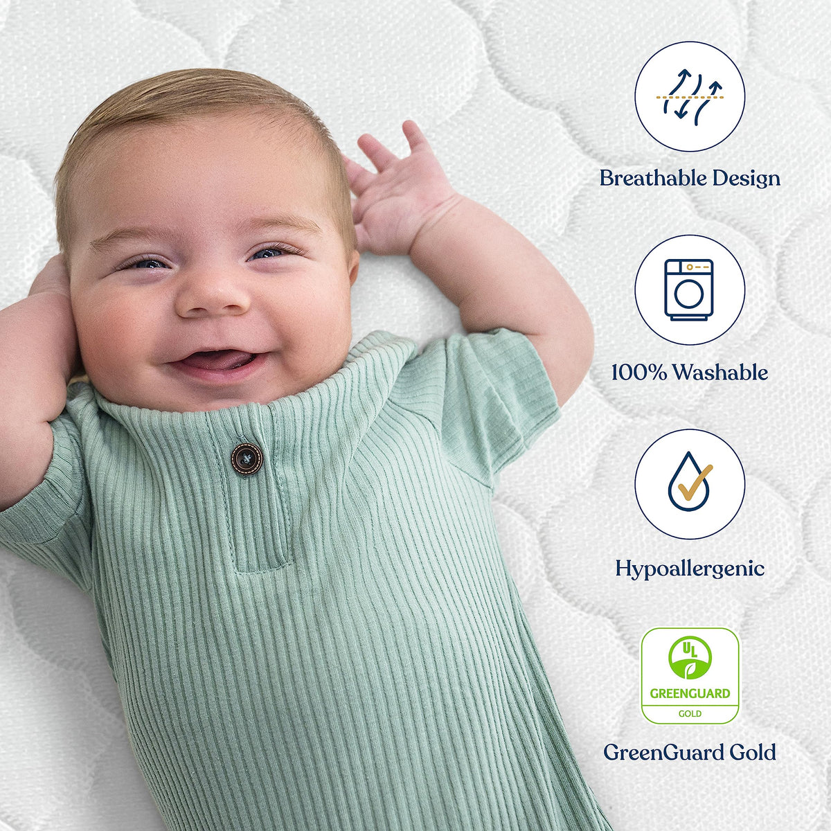 100% Breathable Dual Sided 2-Stage Crib & Toddler Mattress F48778
